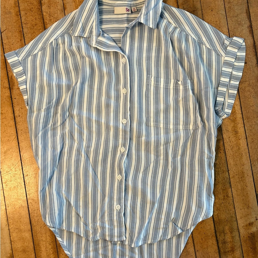 SO Blue and White Striped Shirt